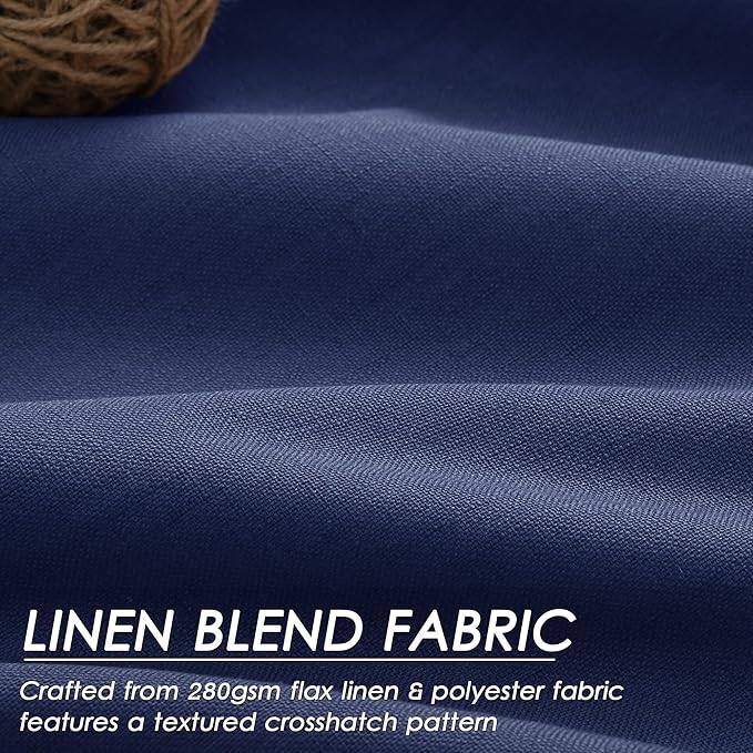 Nanspring 100% Blackout Linen Curtains 120 Inch Long 2 Panels Classic Blue Modern Urban Drapes Extra Long 10 FT Back Tab Pocket Thermal Insulated Curtains for Dining Room High Ceiling 52X120