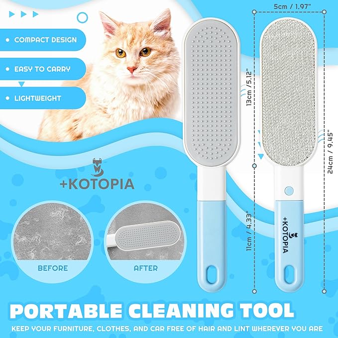 4-in-1 Pet Hair and Lint Remover Brush – Reusable Fabric and Clothing Cleaner for Pet Hair, Lint and Fur – Handheld Multi-Surface Tool for Clothes, Upholstery, Sofa and Travel Use (Sky Blue)