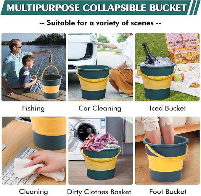 Collapsible Bucket 4.5 Gallon/17L Large Plastic Household Cleaning Mop Buckets Foldable Water Bucket for Car Wash Fishing Camping Beach (Blue-Large)