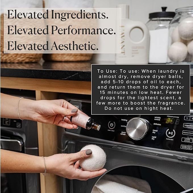 L’Avant Collective | Essential Oils for Laundry - Dryer Balls Scents, Scented Fragrance Essential Oil Drops | Blushed Bergamot Laundry Oil - Essential Oil Blend