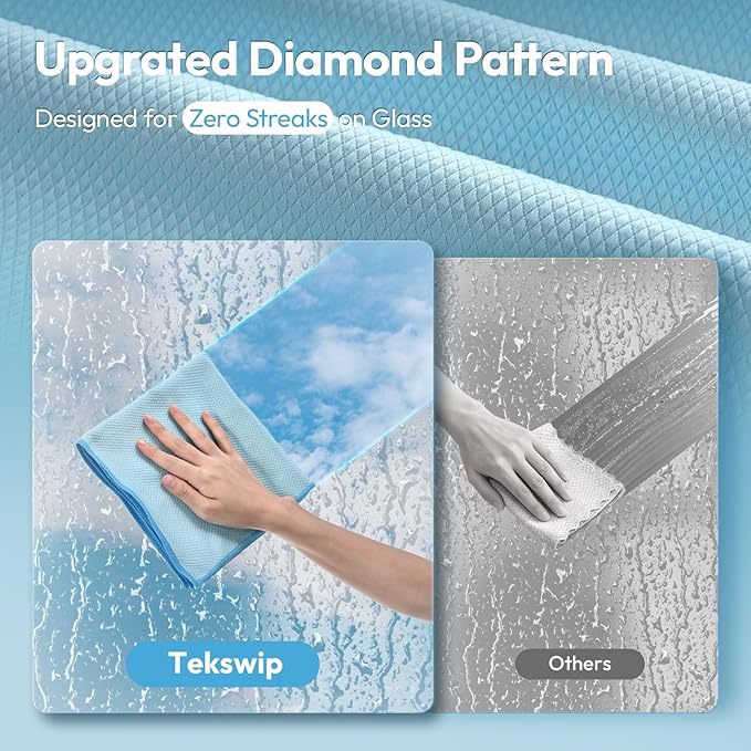 Nanoscale Microfiber Cloths 15.55”x 15.55”, Glass Window Mirror Stainless Steel Car Cleaning, Streak-Free, Lint-Free, Super Thick & Absorbent, Reusable, 6 Pack (White)