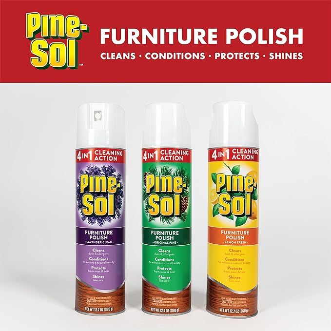 Pine-Sol Furniture Polish Aerosol, Lavender Scent - Wood Furniture Polish Spray Gives You A Powerful Clean You Can Trust - 12.7 Ounce