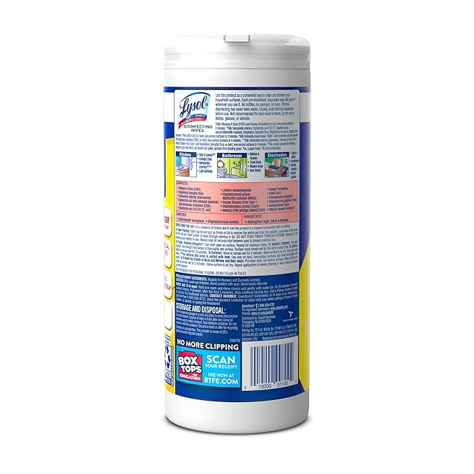 Lysol Disinfectant Wipes, Multi-Surface Antibacterial Cleaning Wipes, Dorm Room Essentials For Disinfecting and Cleaning, Lemon and Lime Blossom, 35 Count (Pack of 3)