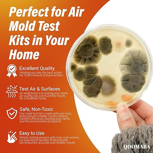 Mold Test Kit for Home Air Quality 5PCS - Mold Toxicity Test for HVAC, at Home Mold Test Kit, Mold Detector for Home Air Quality - Black Mold Testing Kit Air with Guide and Lab Support