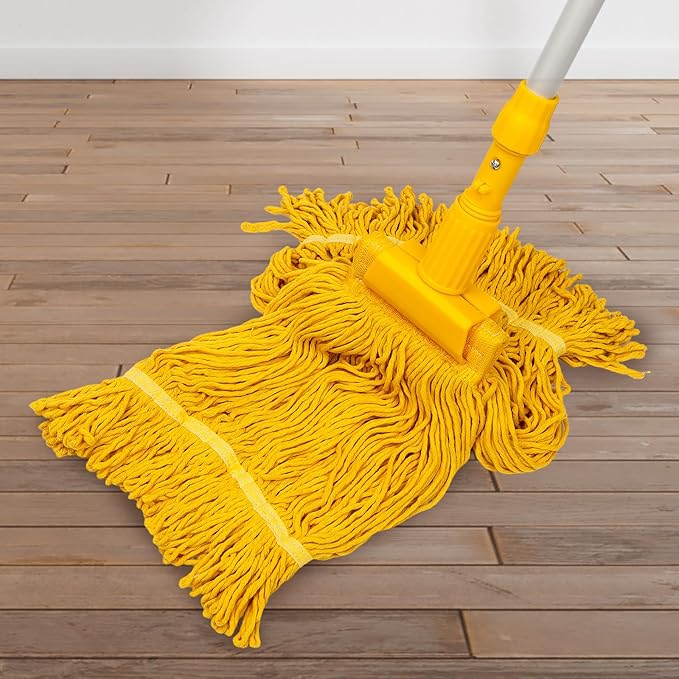 Pack of 2 Heavy Duty Commercial Mop Head Replacement, General Cleaning Mop Heavy Duty Commercial Replacement Wet Industrial Blue Cotton Looped End String Head Refill,Super Absorption and Durability