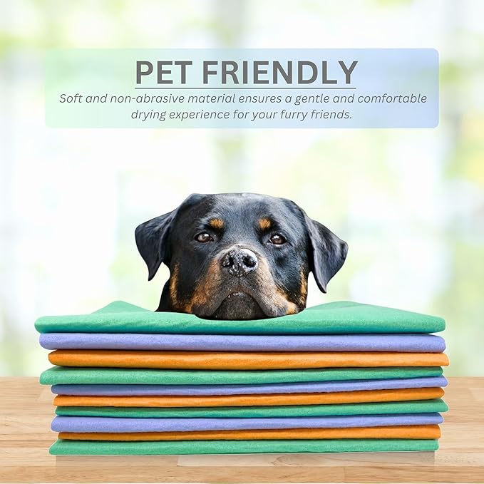 10 Pack Extra Large Original German Shammy Cloths Chamois Towels Super Absorbent for Pets, Parenting Tool Cleaning for Home and Commercial Use Wholesale Bulk (Assorted)