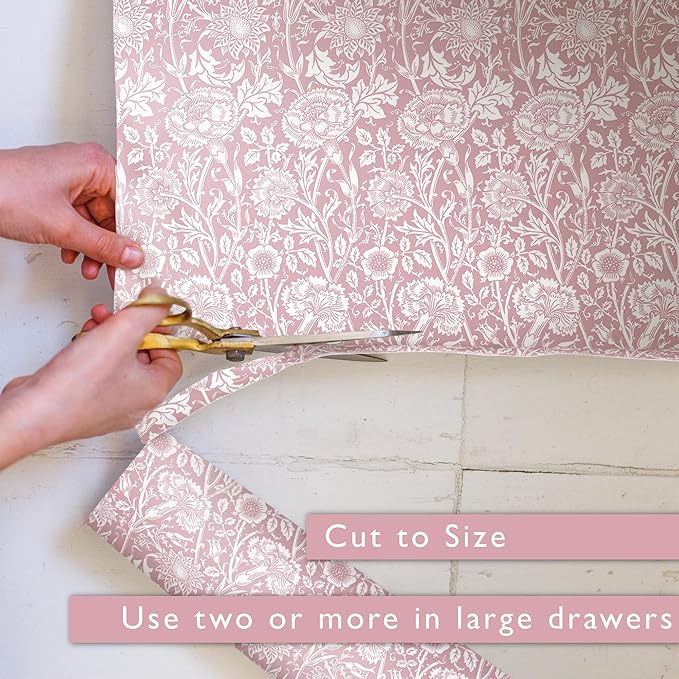 The Master Herbalist Rose Scented Drawer Liners in a Pink William Morris Design. Contains Rose Essential Oil | Pack of 5 Folded Sheets | Contains Essential Oils | Made in The UK.
