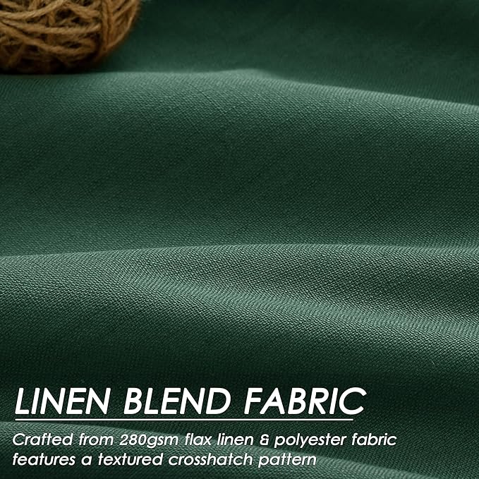 Green Linen Blackout Curtains 120 Inch Length 2 Panels Set Extra Long 10 Ft Back Tab Pocket Drapes Thermal Insulated Total Blocking Curtains for Dining Room Cottage High Window Curtain 52x120 Inch