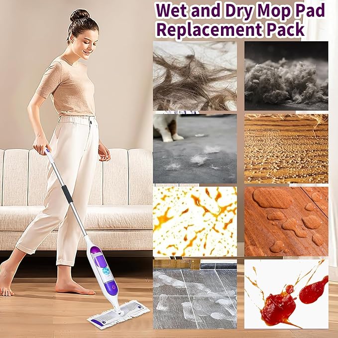 12 Pack Disposable Power Mop Pads Refills Compatible with Swiffer Power Mop, 14-Layer Extra Thick Multi-Surface Floor Cleaning, Wet & Dry Use, Quick Absorbency, No Residue Replacement Pads (12)