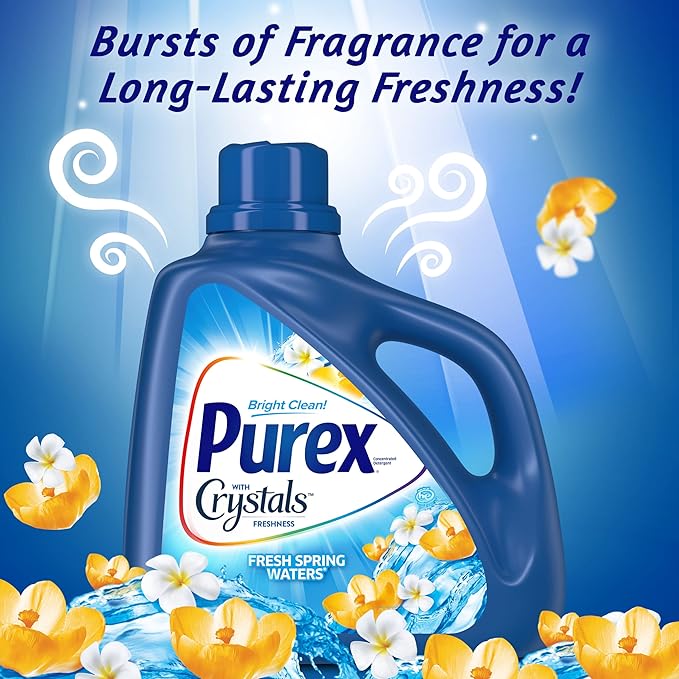 Purex Liquid Laundry Detergent with Crystals Fragrance, Fresh Spring Waters, 75 oz (50 loads)