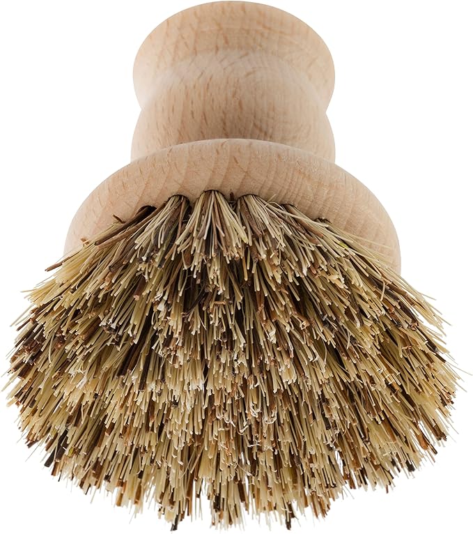 Redecker Union Fiber Pot Brush with Untreated Beechwood Handle, Set of 2, 2-1/2-inch Diameter, Made in Germany