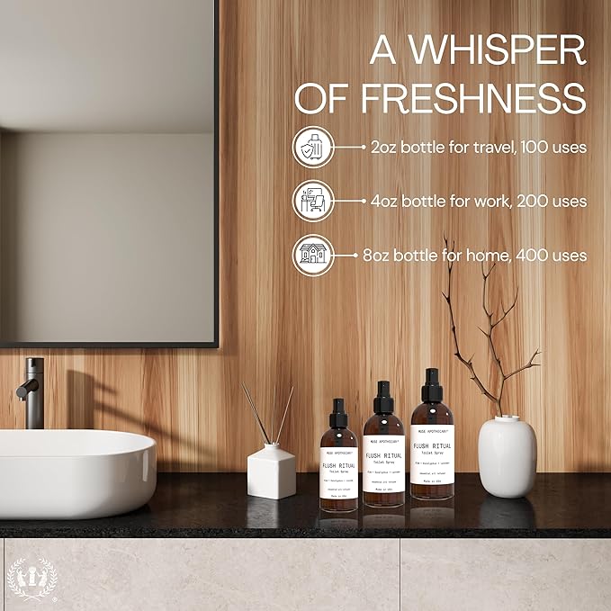 Muse Apothecary Flush Ritual - Aromatic & Refreshing Toilet Spray, Use Before You Go, 2 oz, Infused with Natural Essential Oils - Aloe + Eucalyptus + Lavender