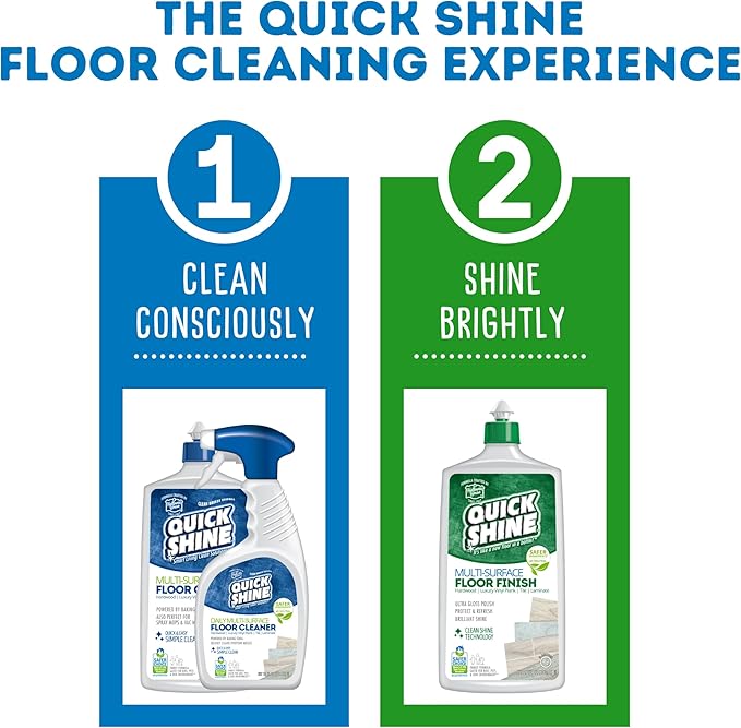 Quick Shine Multi Surface Floor Cleaner Daily Care 24oz | Plant-Based, Ready to Use, Dirt Dissolving, Streak Free, No Rinse | Use on Hardwood, Laminate, Luxury Vinyl Plank, Tile & Stone | Safer Choice