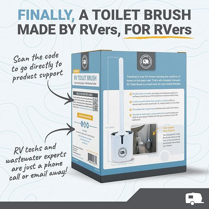 Unique Compact Silicone RV Toilet Bowl Brush with Wall-Mounted No-Drip Holder