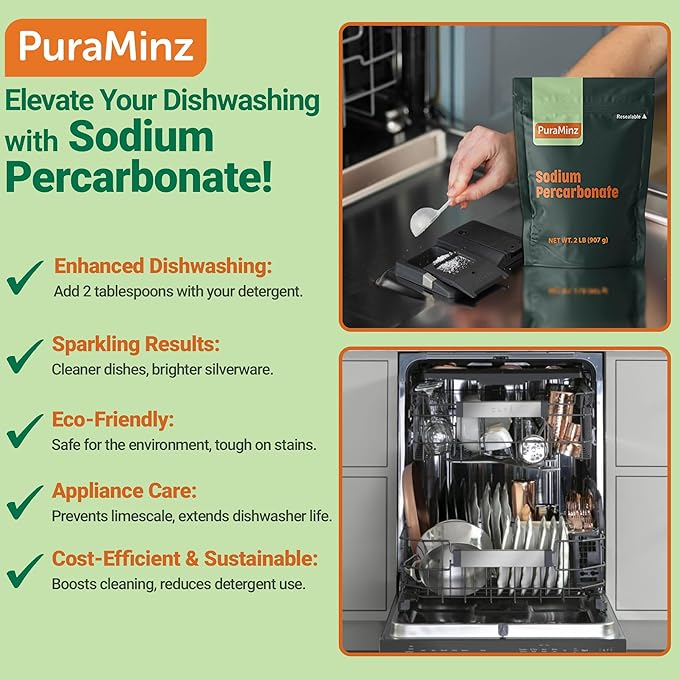 Sodium Percarbonate - 5 Pound - Premium Oxygen Bleach Powder - Solid Hydrogen Peroxide - Multipurpose Cleaner - Color Safe Laundry Stain Removal, Dishwasher, Deodorizer - Industrial Grade Strength