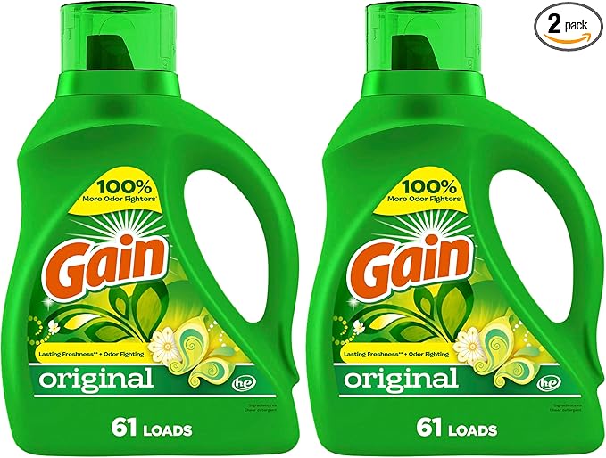 Gain + Aroma Boost Liquid Laundry Detergent, Original Scent, 61 Loads, 88 fl oz, HE Compatible (Pack of 2)