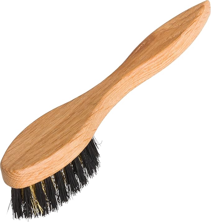 Redecker Wire and Natural Pig Bristle Suede Brush with Oiled Oakwood Handle, 6-7/8-Inches