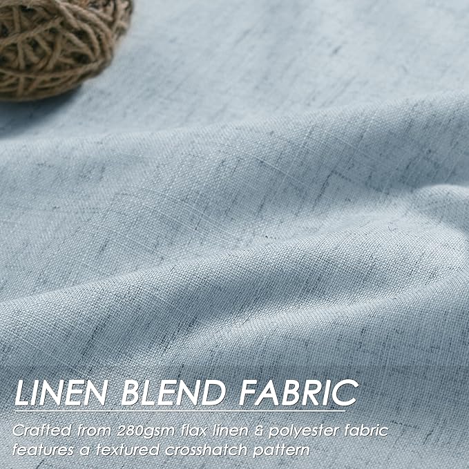 100% Blackout Linen Curtains 90 inch Length 2 Panels for Living Room Loop Pocket Pinch Pleated Black Out Drapes Blue Colored Heat Reducing Total Blackout Window Curtains for Bedroom 90 inches Long