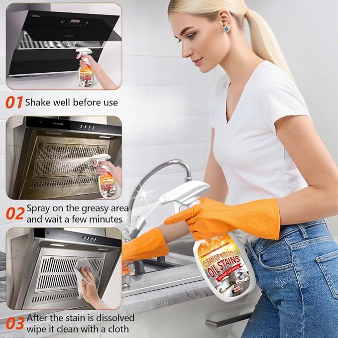 Heavy Duty Degreaser, 2025 New Upgrade Kitchen Cleaner, Multipurpose Oil Stain Remover, for Appliances Countertops Range Hoods