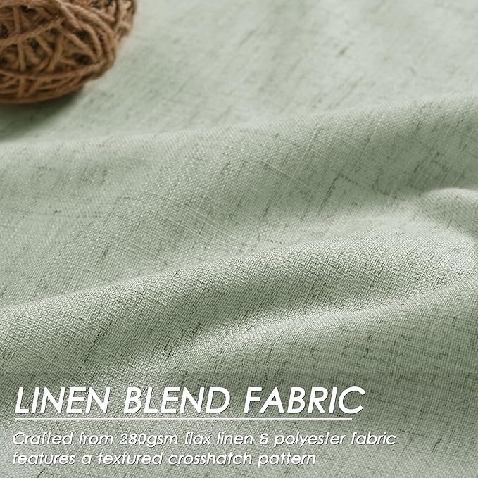 Light Sage Linen Blackout Curtains 120 Inch Length 2 Panels Set Burg Extra Long 10 Ft Back Tab Pocket Drapes Cotton Textured Total Sun Blocking Curtains for Living Room Cottage High Window 52x120