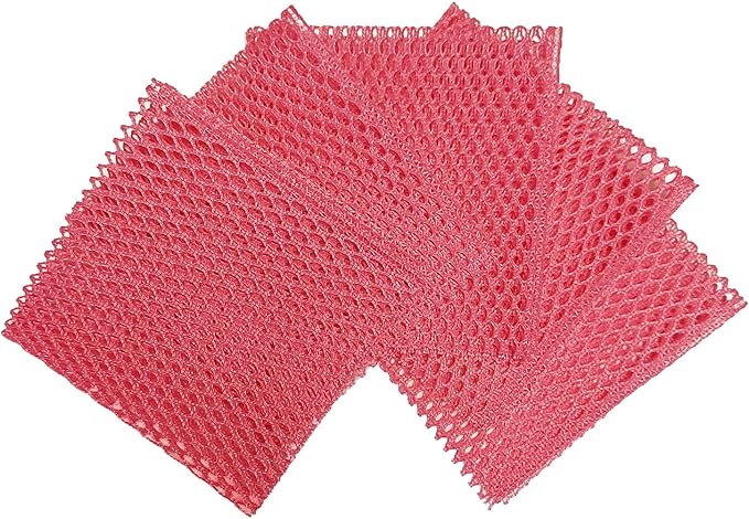 Dish Washing Net Scrubber 10pcs/ Innovative Mesh Cloth, Quick Dry - No More Sponges with Smell / 11.5 by 11.5 inches/Advanced Raw Material-Polypropylene 100% (Pink5 Yellow5)