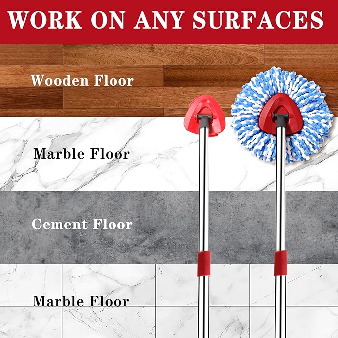 2 Pack Spin mop Replacement Head, Spin mop Scrub Brush,Microfiber Mop Refills, Easy to Replace,for Bathroom,Kitchen,Tub and Tile,Easy Cleaning,Suitable for Ocedar RinseClean 2-Tank System Spin Mop (C)