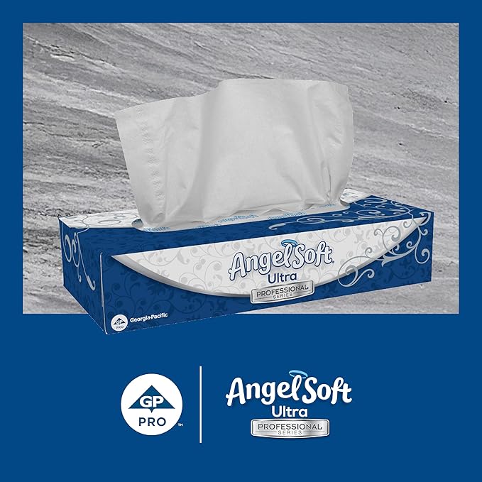 Georgia-Pacific Angel Soft Ultra Professional Series Premium 2-Ply Facial Tissue (4836014), 126 Sheets Per Box, 10 Tissue Flat Boxes Per Case