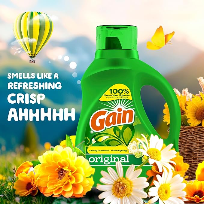 Gain Liquid Laundry Washing Detergent, Original Scent 113 fl oz, 78 Loads, Lasting Freshness + Powerful Cleaning and Odor Fighting ingredients
