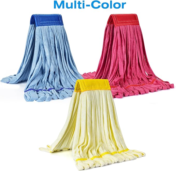 Matthew Cleaning Microfiber Tube Mop(Large,Yellow,12Pack) Heavy Duty Mop Head Replacement,Excellent Absorbency,Premium launderability,Reusable,Loop end for Home,Commercial and Industrial Use