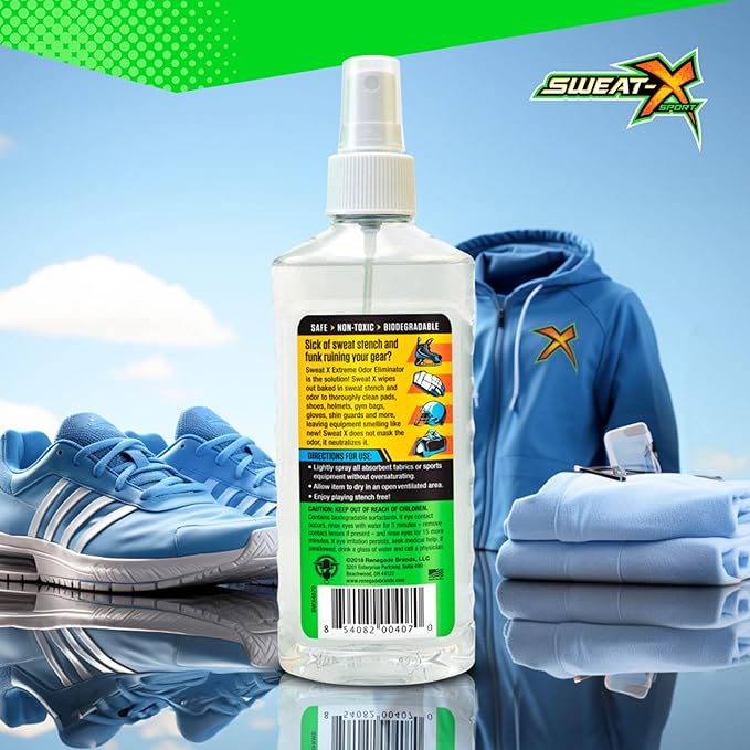 SweatX Extreme Odor Spray - Multipurpose No-Wash Deodorizer - Ideal for Shoes and Gym Clothing - Victory Scent (8 Fl Oz) - 3 Pack