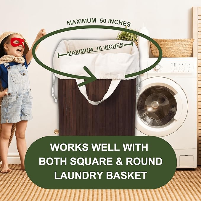 Heavy Duty Laundry Hamper Bags - Extremely Sturdy, Durable Canvas Replacement Laundry Hamper Liner - Works for Round & Square Hampers with Drawstring Closure (3 Pack)