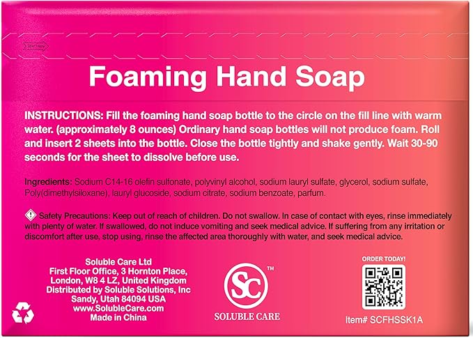 Foaming Hand Soap Dissolvable Sheet Starter Kit | Includes 8 oz. Foaming Dispenser & 4 Full Bottle Refills – Sustainable, Earth-Friendly Cleaning Solution – Coconut Scent