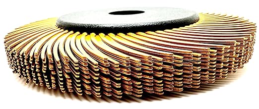 Radial Bristle Brush, 6 in x 1/2 in x 1 in, 80 Grit (Yellow) Type C Curved Bristles, 1 Pack