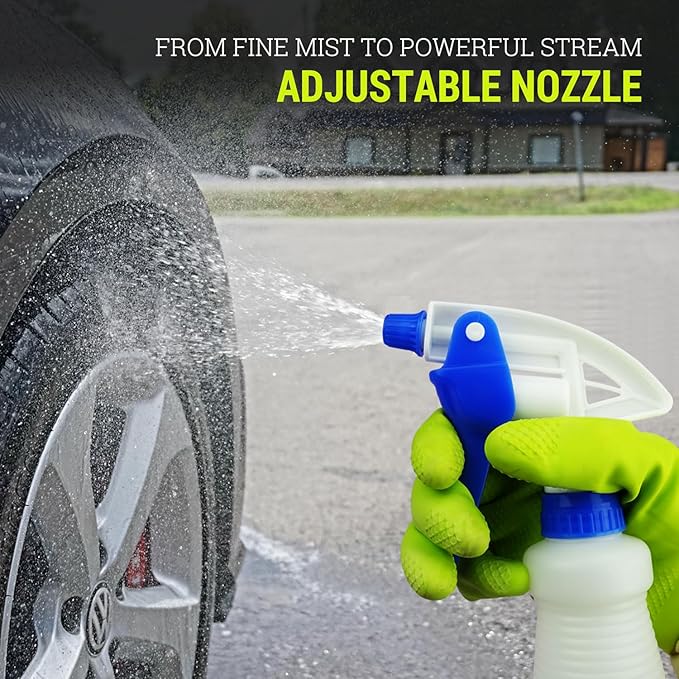3X High Output Heavy Duty Spray Bottles for Cleaning Solutions, 3 Pack, 24 oz Commercial, Industrial Spray Bottles for Household Cleaning and Car Detailing.