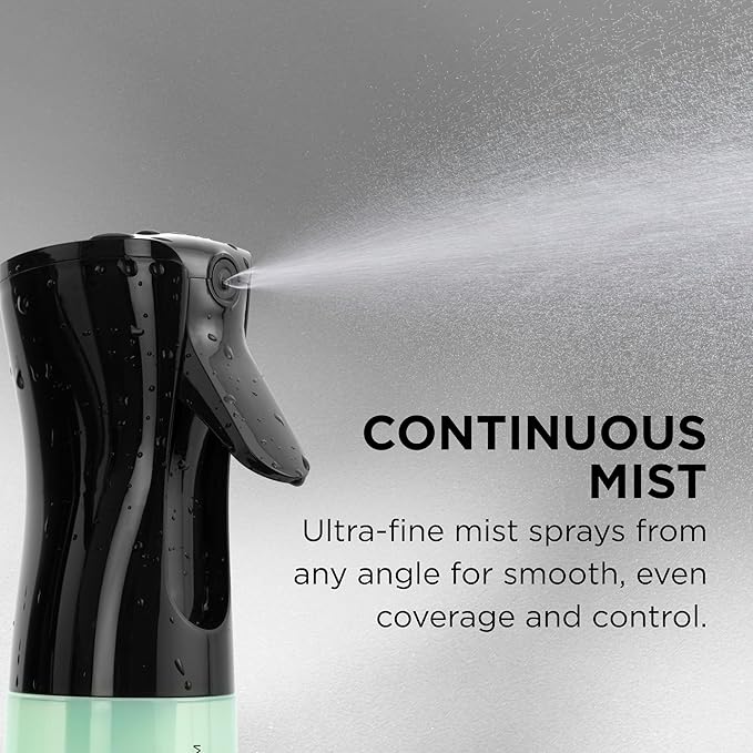 Style Factor Edge Booster Mist Spray Bottle for Hair (10.1oz/300ml) - Continuous Ultra Fine Mist Sprayer – For Hairstyling, Salons, Cleaning, Plants, Essential Oil & More - Aqua Green