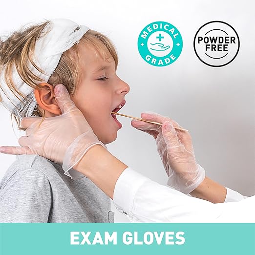 OKIAAS Disposable Gloves S, Food Safe, Bulk of 100 Pcs|Latex and Powder-Free Clear Vinyl Gloves for Cleaning, Food Prep