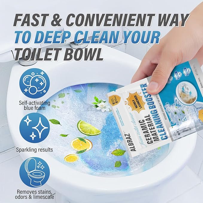 Foam Toilet Cleaner,Toilet Cleaner, Ceramic Mterial Cleaning Booster, Fully automatic, no manual operation required, highly efficient for deep cleaning the inner walls of the toilet.