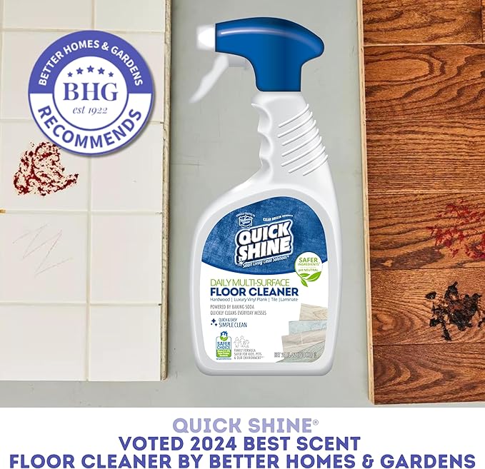 Quick Shine Multi Surface Floor Cleaner Daily Care 24oz | Plant-Based, Ready to Use, Dirt Dissolving, Streak Free, No Rinse | Use on Hardwood, Laminate, Luxury Vinyl Plank, Tile & Stone | Safer Choice