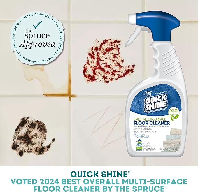 Quick Shine Multi Surface Floor Cleaner Daily Care 24oz, 6Pk | Ready to Use, Dirt Dissolving, Streak Free, No Rinse | Use on Hardwood, Laminate, Luxury Vinyl Plank LVT, Tile & Stone | Safer Choice