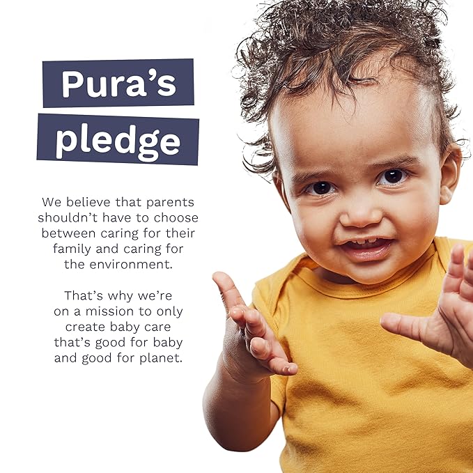 Pura Flushable Toddler Wipes 1 x 60 Wipes, 100% Plastic Free, 99% Water, Hypoallergenic & Fragrance Free, Totally Chlorine Free, Kids Toilet Wipes, Sensitive Skin