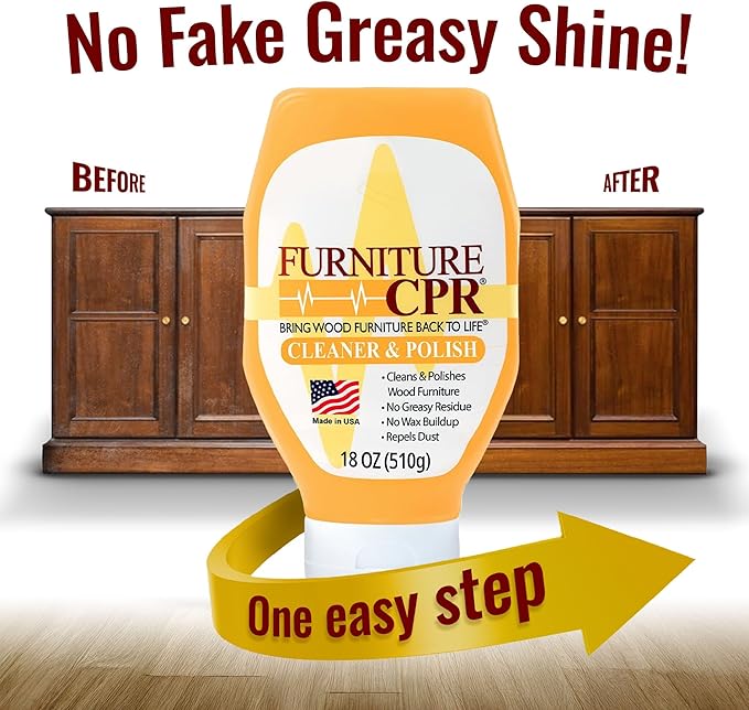Furniture CPR Wood Furniture Cleaners & Polish 18oz-Cabinet Cleaner for Woods Paneling, Doors, Natural Furniture Polish And Wood Floor Cleaner that Repels Dust, Fingerprints and No Greasy Residue