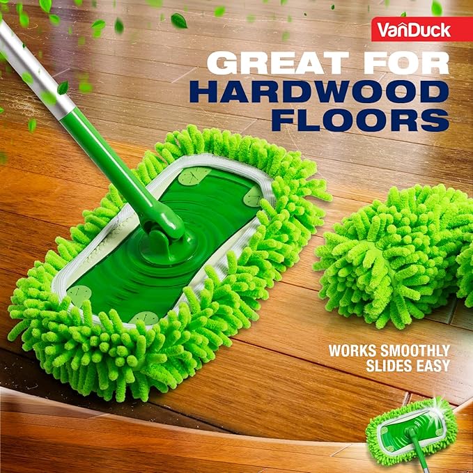 VanDuck Dust Mop Refill Compatible with Swiffer Sweeper (4 Pack) - Microfiber Pet Heavy Duty Dry Cloth Refills - Reusable Mop Pad (Handle is Not Included)
