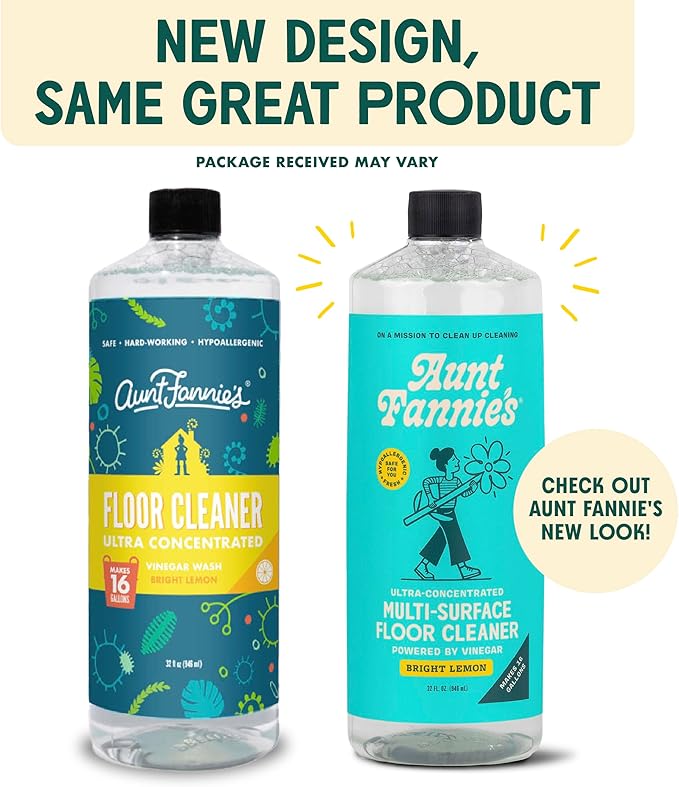 Aunt Fannie's Bundle: Floor Cleaner Vinegar Wash (Lemon) + Hardwood Floor Cleaner (Lemon)