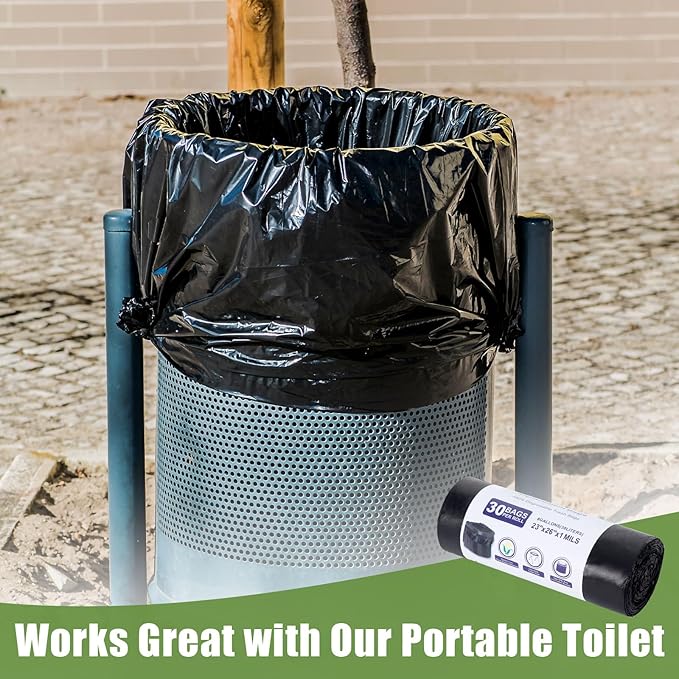 8 Gallon Portable Trash Bags, 90 Count Portable Toilet Bags, Outdoor Toilets Wag Bag Camping Compost Toilet Seat Bags Human Waste Kit for Adults Outdoor Travel Boating Camping Car Essentials