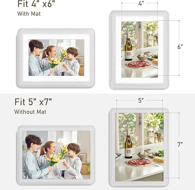 1-Pack 5x7 Picture Frame or 4x6 with Mat – Shatterproof Plastic Photo Frame for Family, Nursery, and Playroom, Wall & Tabletop Picture Frames for Home, Office, Safe & Lightweight Design in Flash