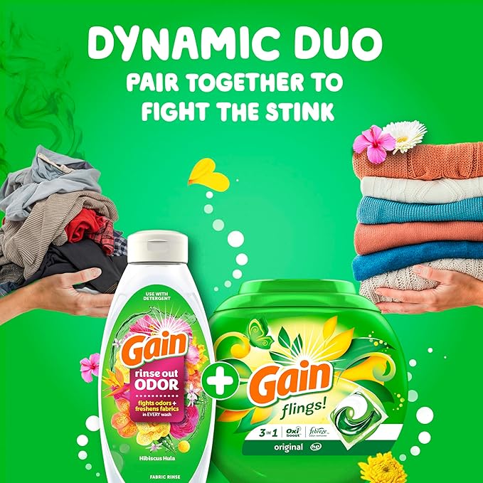 Gain flings Laundry Detergent Soap Pacs HE Compatible Long Lasting Scent, Original Scent, 76 Ct, Gain Laundry Detergent