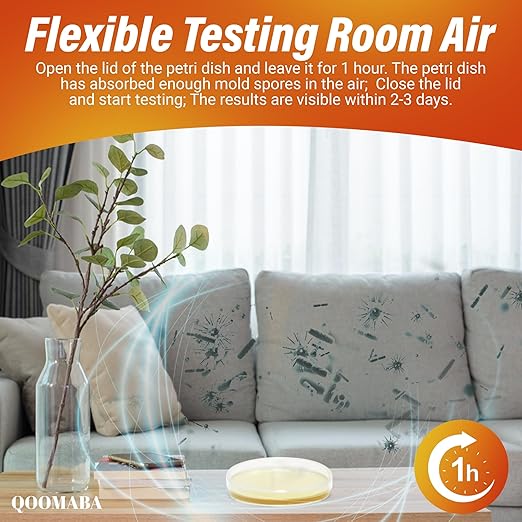 Mold Test Kit for Home Air Quality 5PCS - Mold Toxicity Test for HVAC, at Home Mold Test Kit, Mold Detector for Home Air Quality - Black Mold Testing Kit Air with Guide and Lab Support
