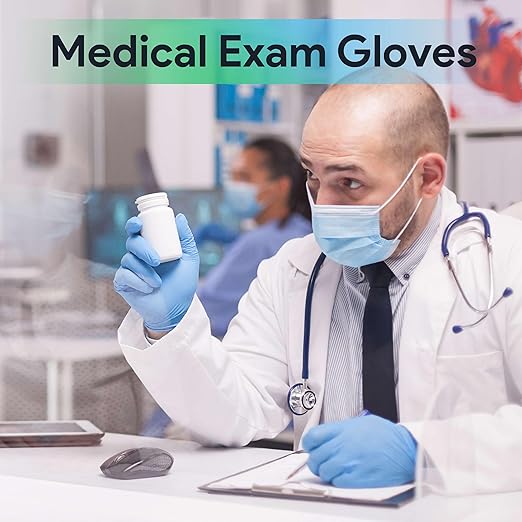 Medical Exam Blue Nitrile Gloves Small 1000 Count - 3 Mil Powder and Latex Free Disposable Gloves - Case of 10 Boxes of 100