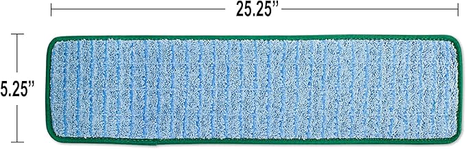 CleanAide Twist Yarn Microfiber Flat Mop Pad with Scrub Strips, Reusable Washable Wet & Dry for Dust, Dirt & Grime, Extra Absorbent, Hook and Loop Backing, Fits Standard 24 Inch Frames, Green