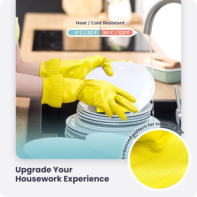 FMP Brands 3/6/12/60 Pairs 15 Inch Extra Long Rubber Dishwashing Gloves - Non-Slip for Cleaning, Kitchen, Bathroom, Gardening